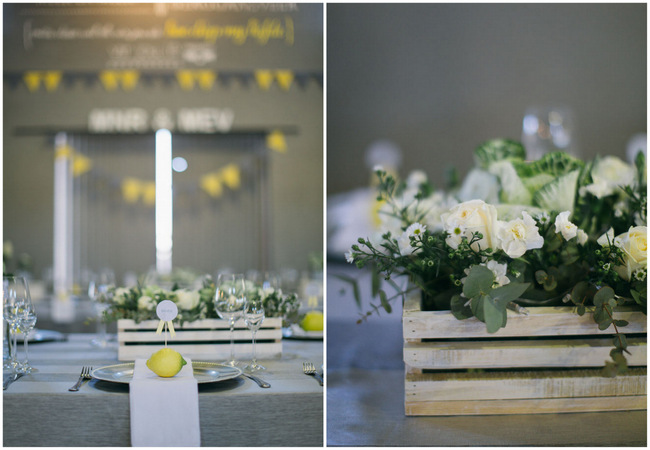  Beautiful Gray and Yellow Rustic Winter Wedding Reception Decor / Jenni Elizabeth Photography