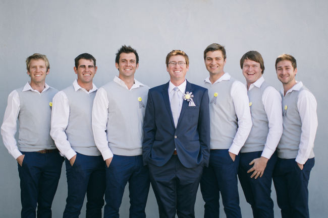 Grey and navy groomsmen // Beautiful Gray and Yellow Winter Wedding / Jenni Elizabeth Photography