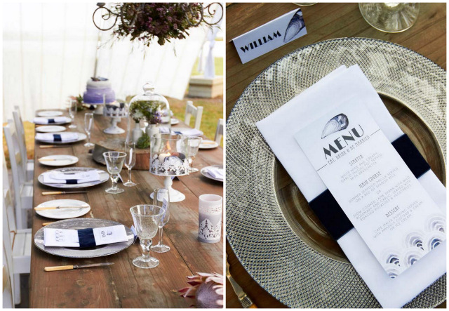 Place setting // Navy Blue Beach Wedding