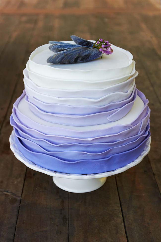 Ombre Ruffle Cake // Navy Blue Beach Wedding