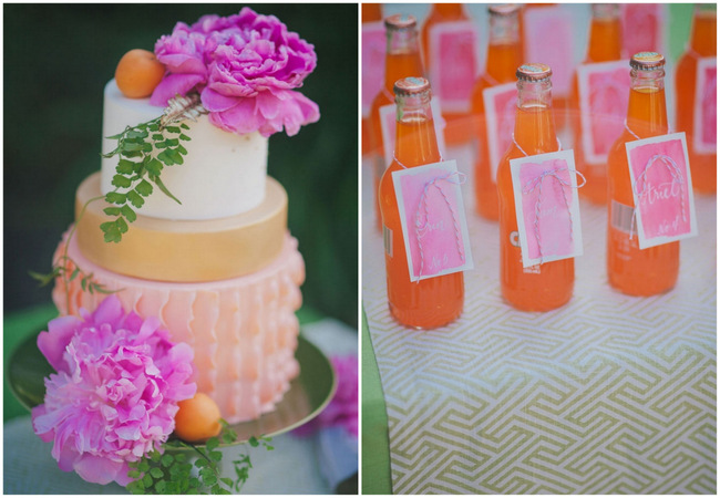 Orange Hot Pink Watercolor Wedding Ideas by Alexandra Wallace Photography