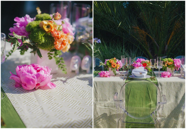 Orange Hot Pink Watercolor Wedding Ideas by Alexandra Wallace Photography