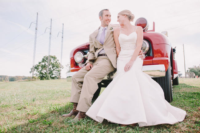 Purple and Cream Gingham Farm wedding // Audra Starr