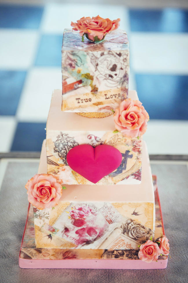 Tattoo Wedding Cake // Rockabilly Wedding Ideas // Claire Thompson photography // Ed Hardy Inspired