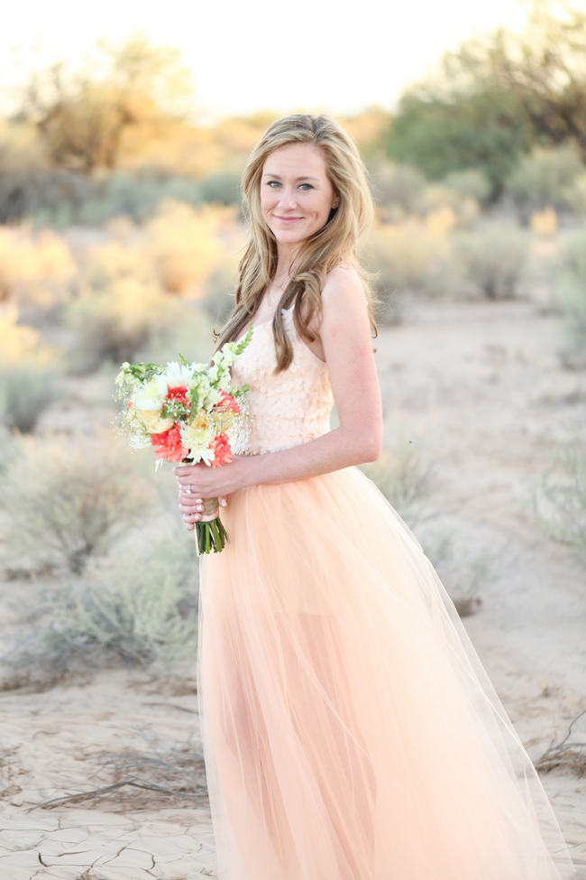 DIY Peach Tulle Dress // Whimsical Arizona Desert Engagement Shoot // Morgan McLane Photography 