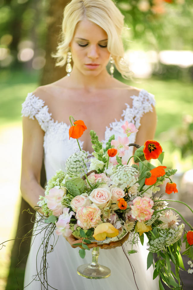 Romantic Garden Wedding in Peach and Grey // Nikki Meyer Photography