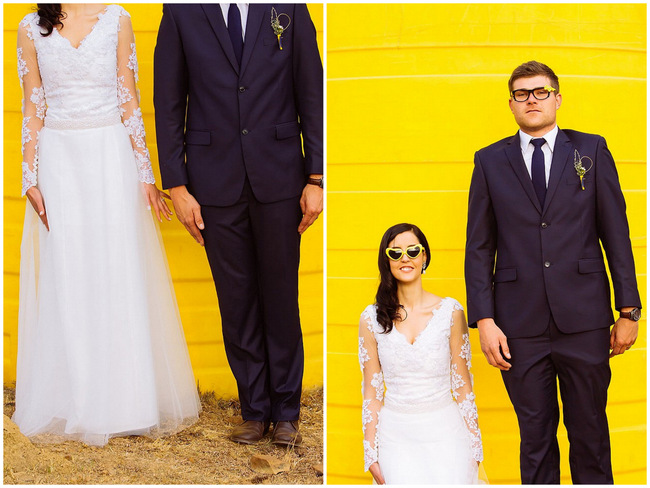 Cute Couple Wedding photography  // Yellow and Grey DIY Vintage Wedding // Miracles Photo