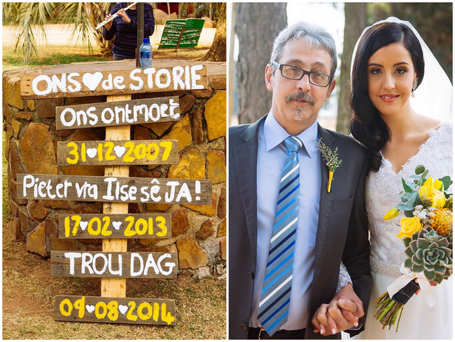 Afrikaans Wedding Sign // Yellow and Grey DIY Vintage Wedding // Miracles Photo