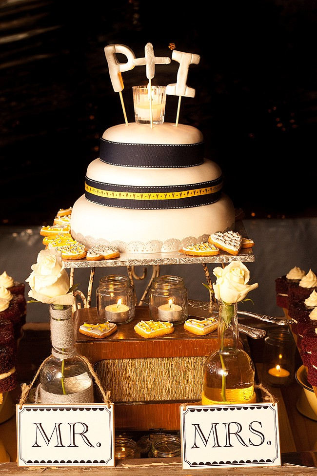 Wedding Cake //Yellow and Grey DIY Vintage Wedding // Miracles Photo