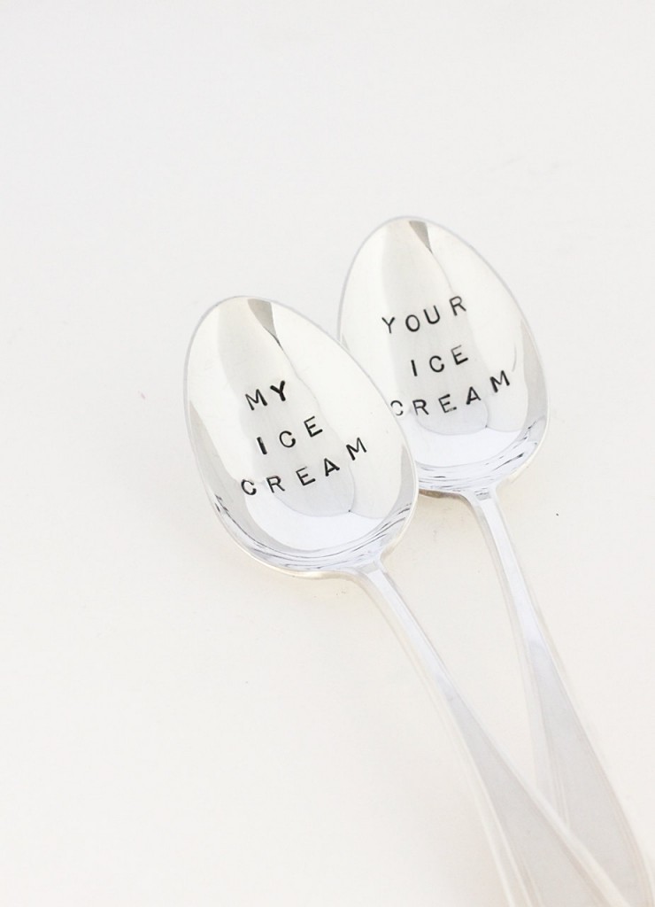 Christmas Gifts for Him That Dont Suck: His and Hers 'My Ice Cream" and 'Your Ice Cream' cute silver spoons