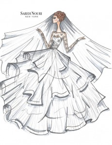 From Sketch to Gown: Wedding Dress Designer Sketches by Sareh Nouri