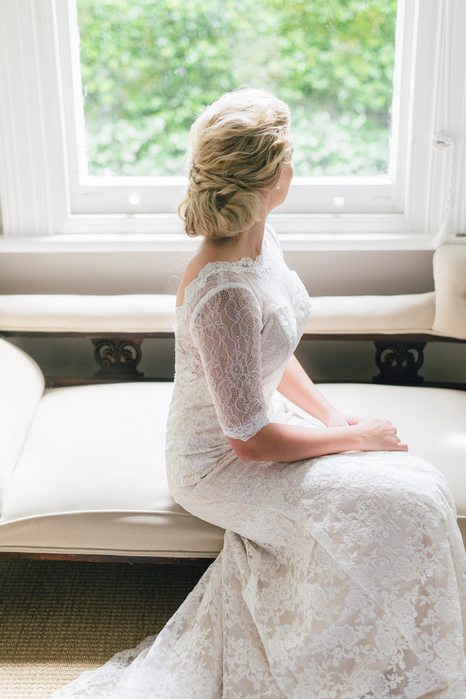  Open, Lace backed wedding with deep V and three quarter lace sleeves from Blush Bridal // Dehan Engelbrecht Photography 