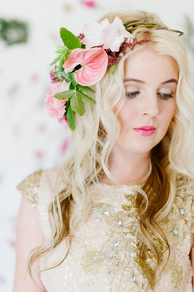 Blush pink and gold Wedding Dress by Alana van Heerden // Pics Debbie Lourens // Make-up and Hair: Fringe Hair and Make-up // Flowers Paramithi Flowers and Decor