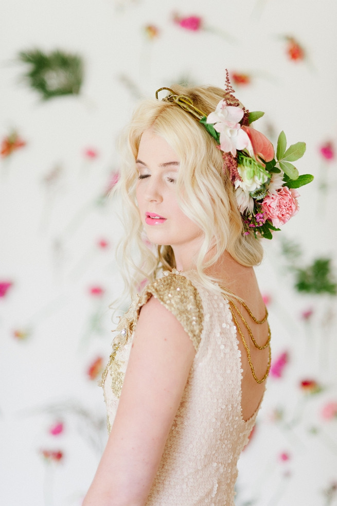 Blush pink and gold Wedding Dress by Alana van Heerden // Pics Debbie Lourens // Make-up and Hair: Fringe Hair and Make-up // Flowers Paramithi Flowers and Decor