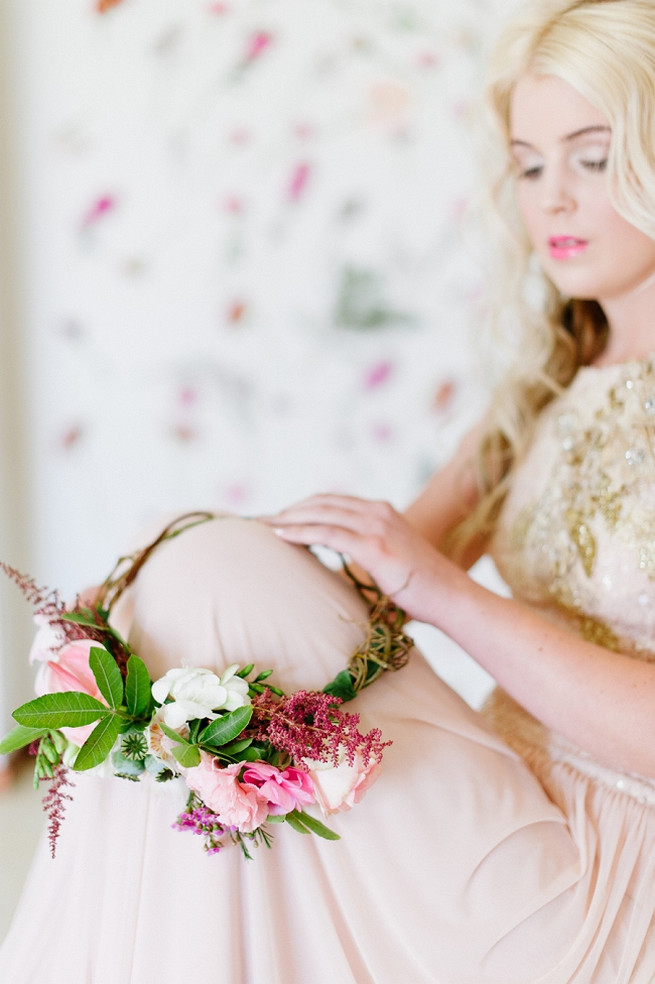 Blush pink and gold Wedding Dress by Alana van Heerden // Pics Debbie Lourens // Make-up and Hair: Fringe Hair and Make-up // Flowers Paramithi Flowers and Decor