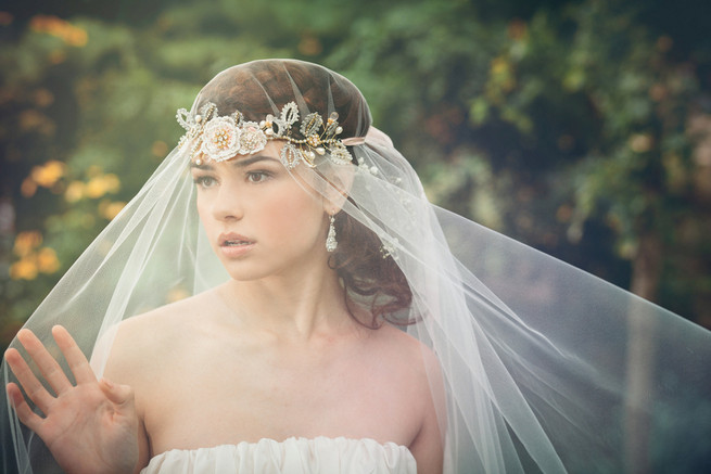  Pearl and lace headband with Urban Veils Couture // Luxe Handcrafted Heirloom Wedding Jewelry by Edera Jewelry // La Candella Weddings Photography