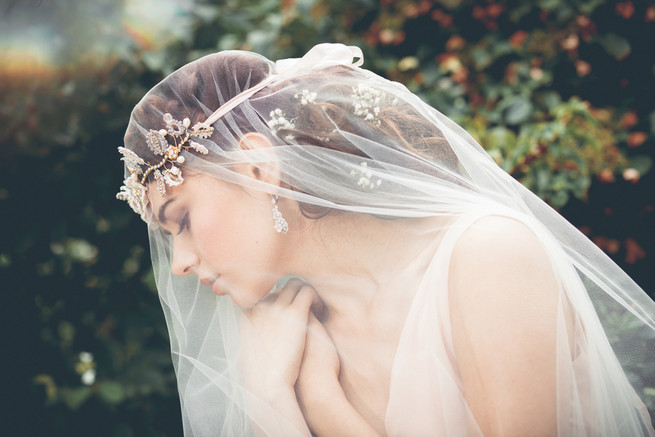  Pearl and lace headband with Urban Veils Couture // Luxe Handcrafted Heirloom Wedding Jewelry by Edera Jewelry // La Candella Weddings Photography