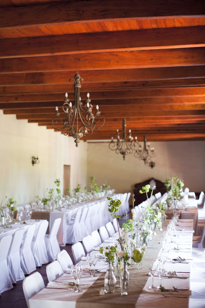 Tablescape. Green White Rustic South African Wedding // Justin Davis Photography