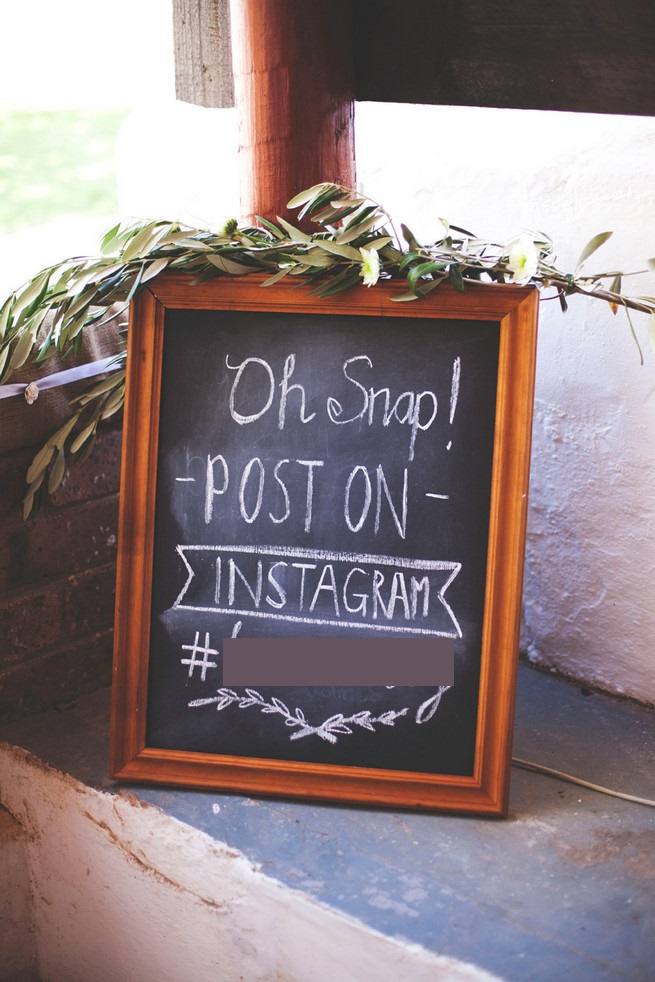 Oh Snap Instagram Wedding Sign. DIY Chalkboard. Green White Rustic South African Wedding // Justin Davis Photography