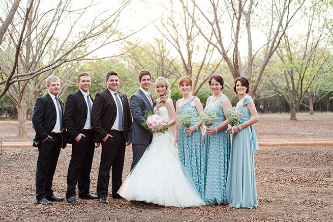 Bridal party shot. Blush Pink and Powder Blue Spring Wedding // D’amor Photography