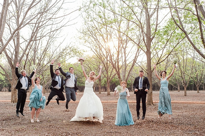 FUN wedding party photo idea with bride and groom. Blush Pink and Powder Blue Spring Wedding // D’amor Photography