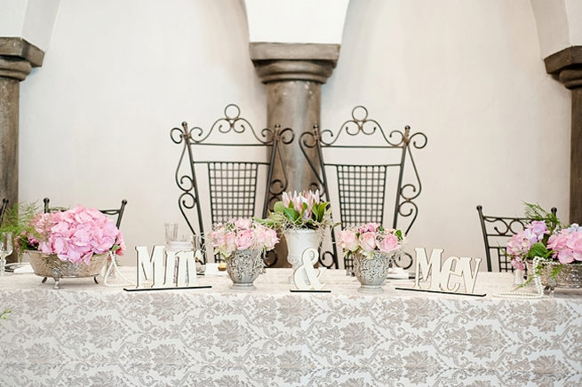 Lazer cut Mr and Mrs Signs. Blush Pink and Powder Blue Spring Wedding // D’amor Photography