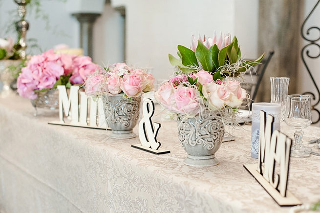 Lazer cut Mr and Mrs Signs. Blush Pink and Powder Blue Spring Wedding // D’amor Photography