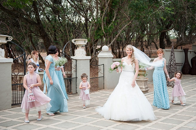 Arriving at the church! Blush Pink and Powder Blue Spring Wedding // D’amor Photography