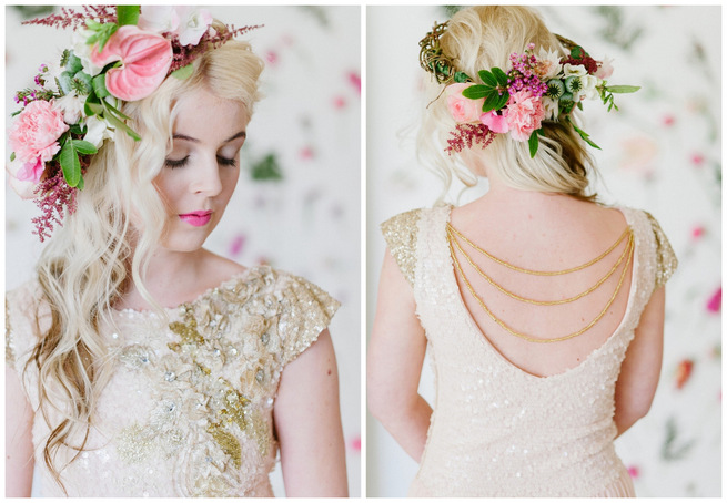 Pink and Gold Wedding Dress