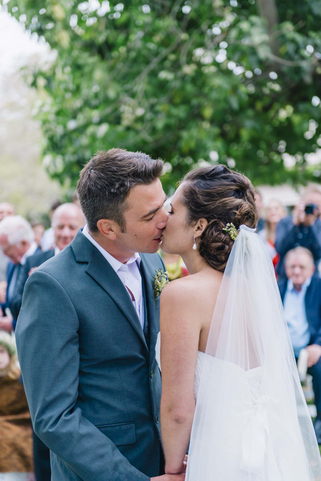 First Kiss // Succulent Garden Wedding // Claire Thomson Photography