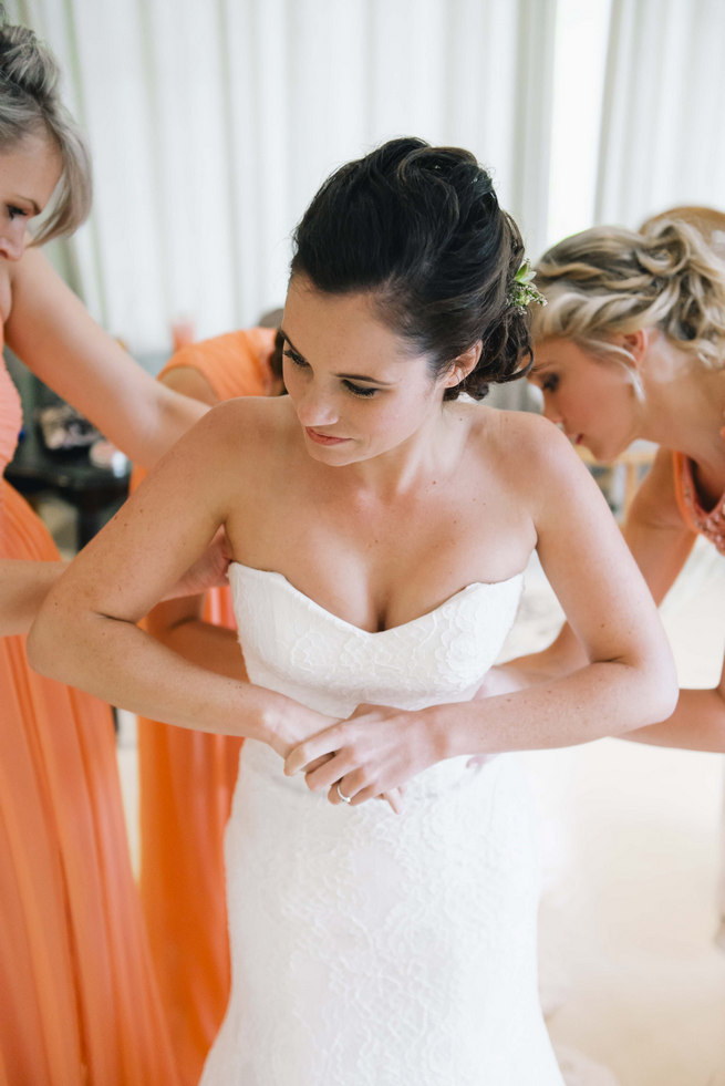 Coral bridesmaid dress // Succulent Garden Wedding // Claire Thomson Photography