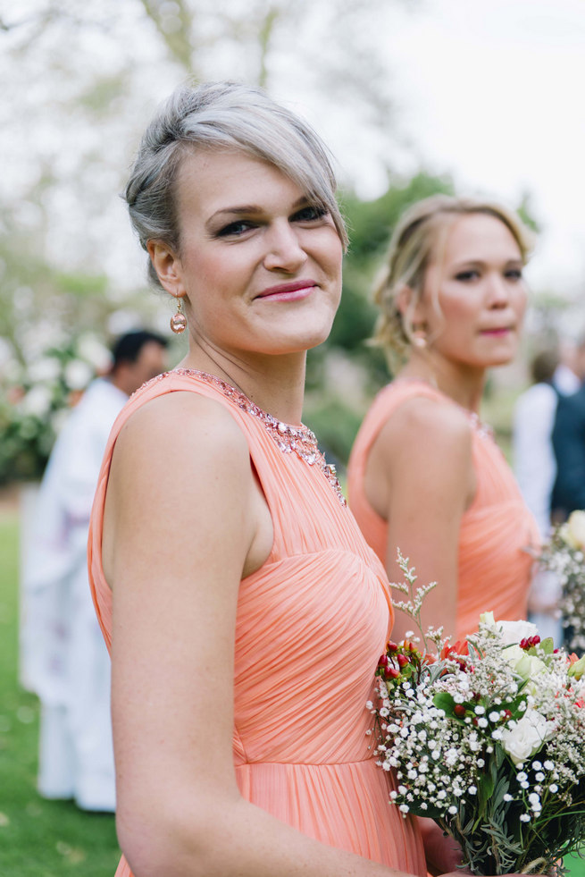 Coral bridesmaid dress // Succulent Garden Wedding // Claire Thomson Photography