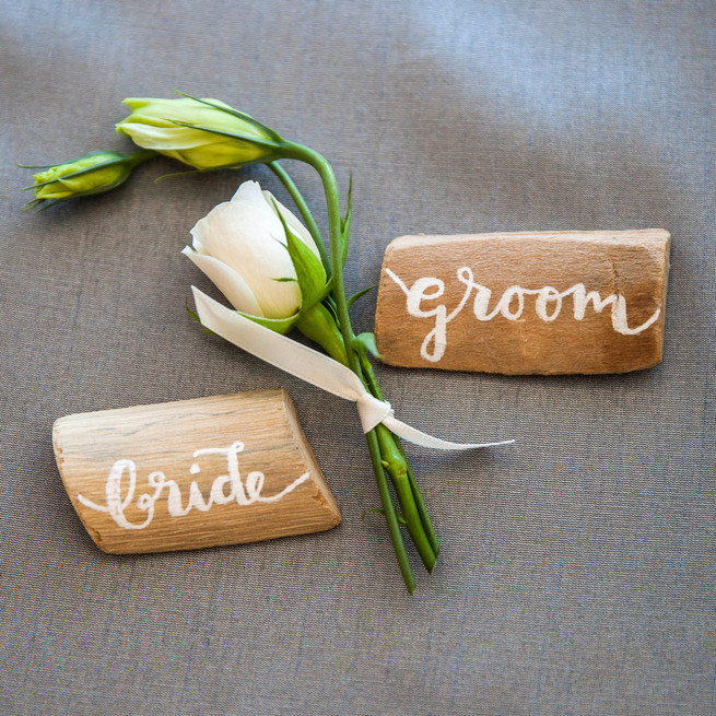 Bride and groom place cards. Elegant Gray Blue Nautical Wedding by Rachel Capil Photography and Lindsay Lauren Events