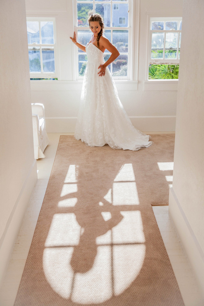 Strapless sweetheart wedding dress via Kinsley James. Elegant Gray Blue Nautical Wedding by Rachel Capil Photography and Lindsay Lauren Events