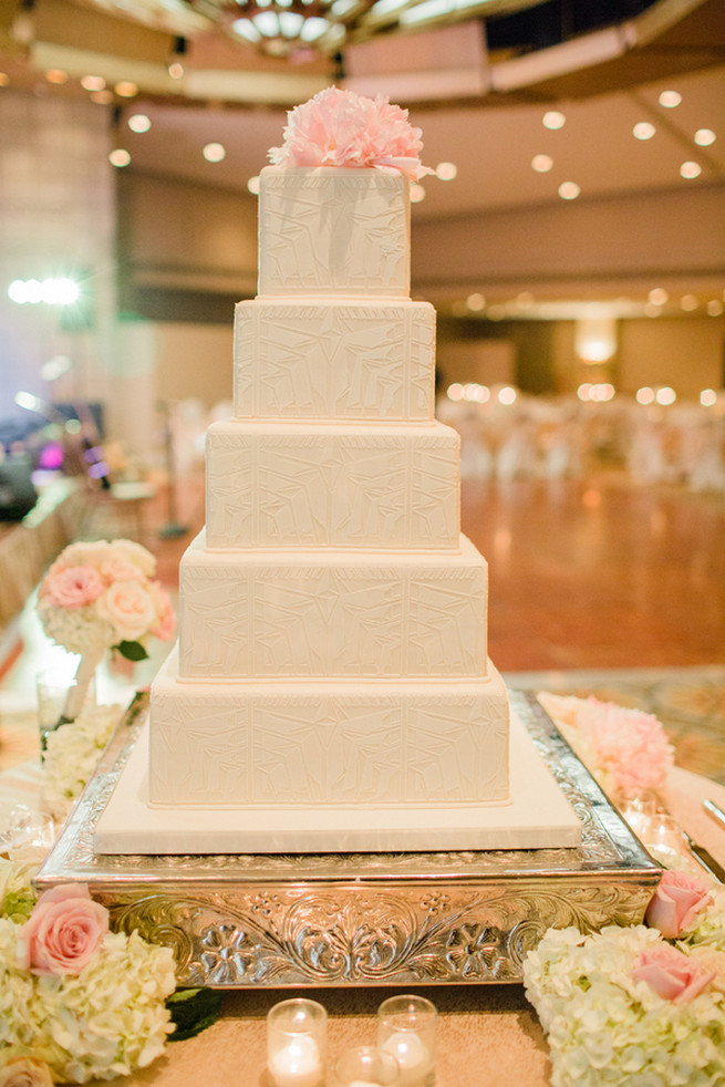 Classic, chic, white wedding cake.  Glamorous Gatsby Inspired Wedding by Elyse Hall Photography