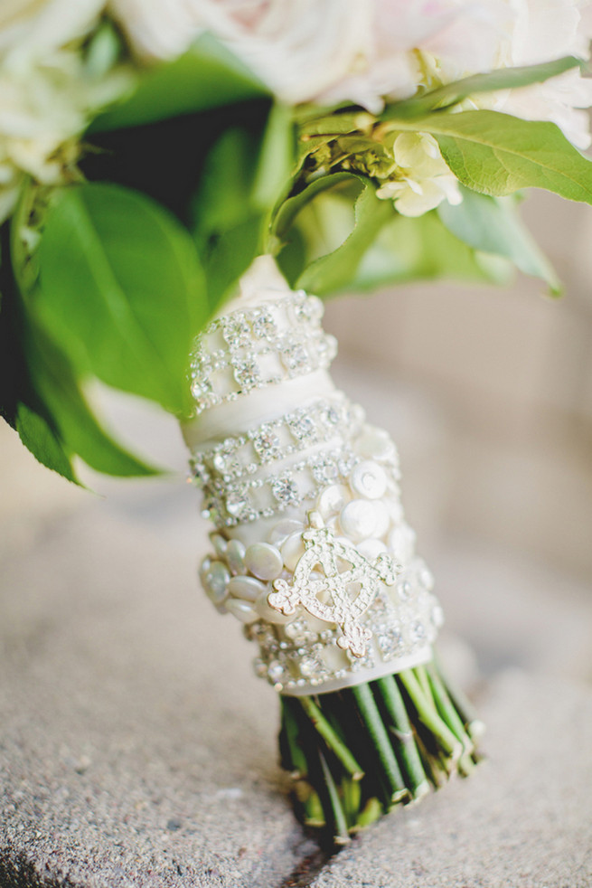 Gorgeous white and silver sparkly bouquet wrap. 