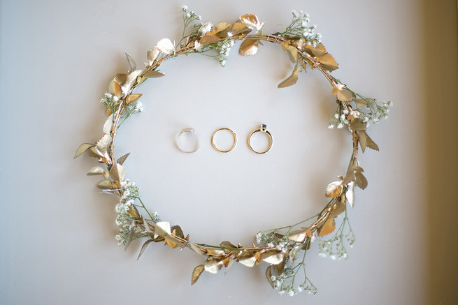 Gold flower crown with babys breath // Organic Farm Style Karoo Wedding // christine Le Roux Photography