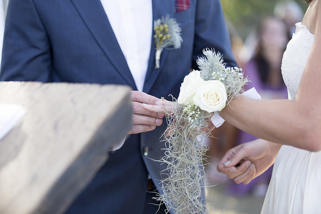 Brides fynbos flower corsage // Organic Farm Style Karoo Wedding // christine Le Roux Photography