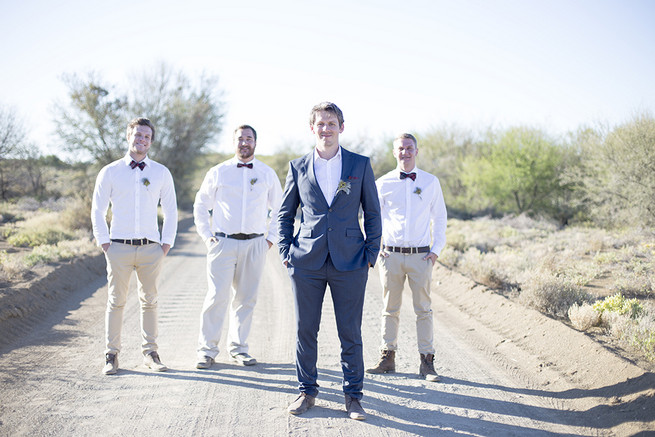 Groomsmen with bowties // Organic Farm Style Karoo Wedding // christine Le Roux Photography