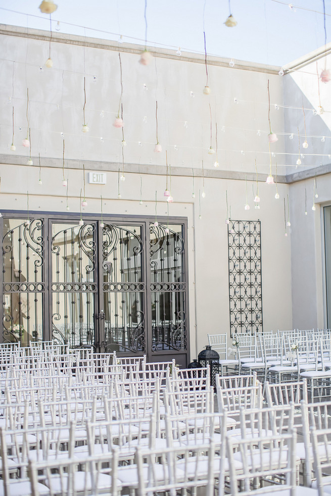 Hanging ceremony wedding decor // Modern Romance: Pink and Silver Wedding // Jessica Q Photography