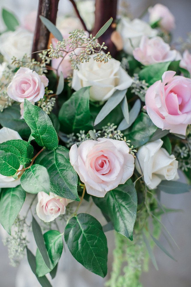 Pink and cream wedding ceremony roses // Modern Romance: Pink and Silver Wedding // Jessica Q Photography