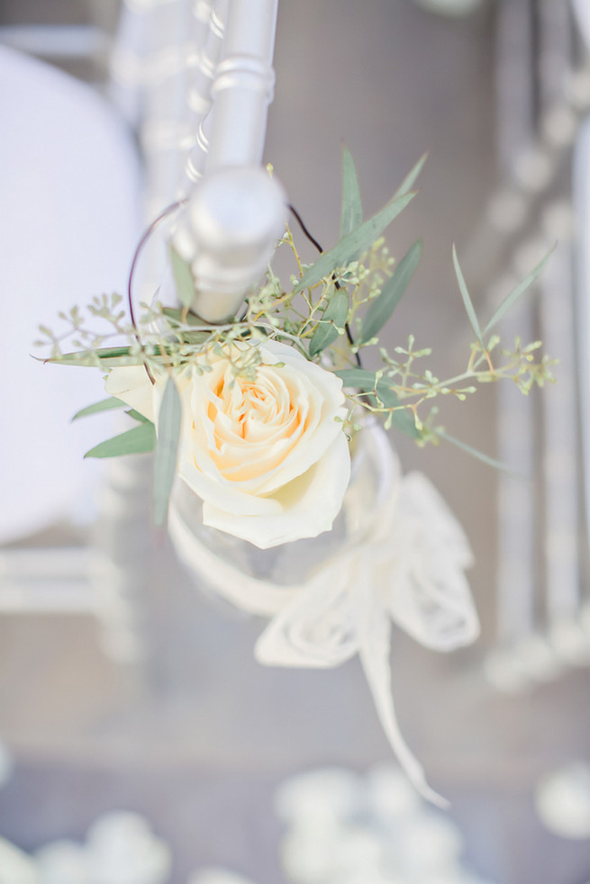 Cream roses and lace ceremony decor // Modern Romance: Pink and Silver Wedding // Jessica Q Photography