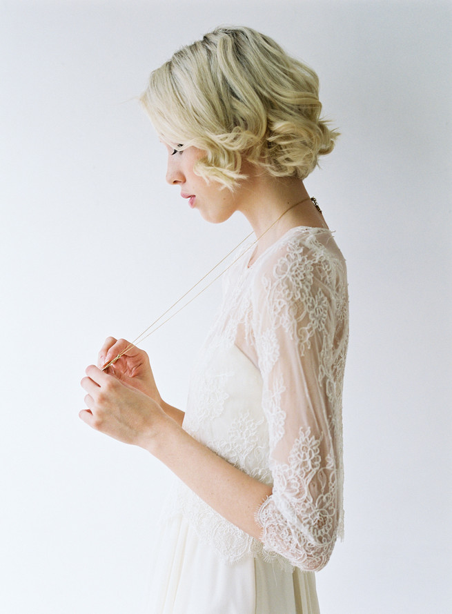 Klara bridal gown with lace sleeves. Truvelle Wedding Dress by Blush Wedding Photography