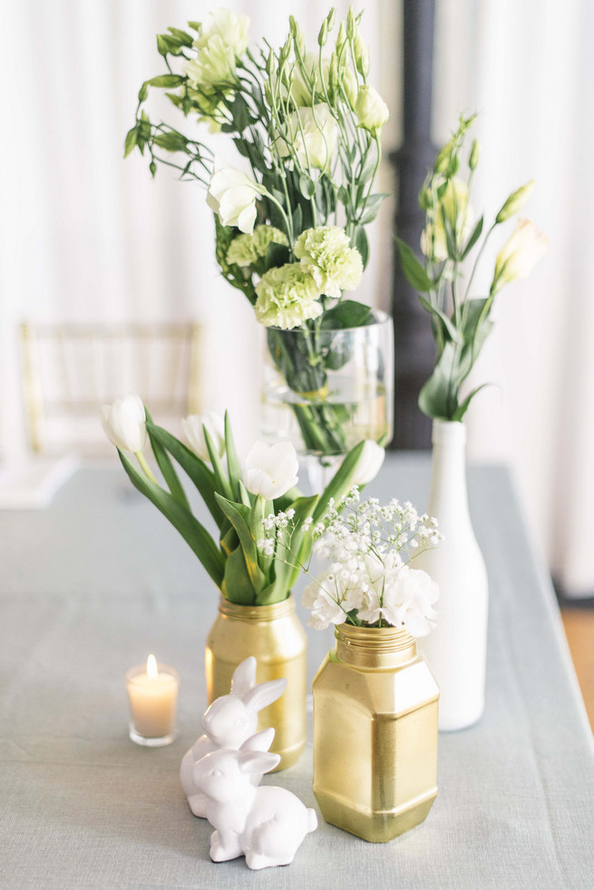 DIY painted bottles and jars in white and gold. White and Gold DIY Chevron Wedding, South Africa, by Claire Thomson Photography