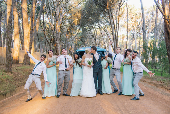 Cute bridal party pic with guys and gals. ite and Gold DIY Chevron Wedding, South Africa, by Claire Thomson Photography