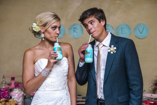 I see you! Couple photos in front of a vintage volkswagen van. ite and Gold DIY Chevron Wedding, South Africa, by Claire Thomson Photography