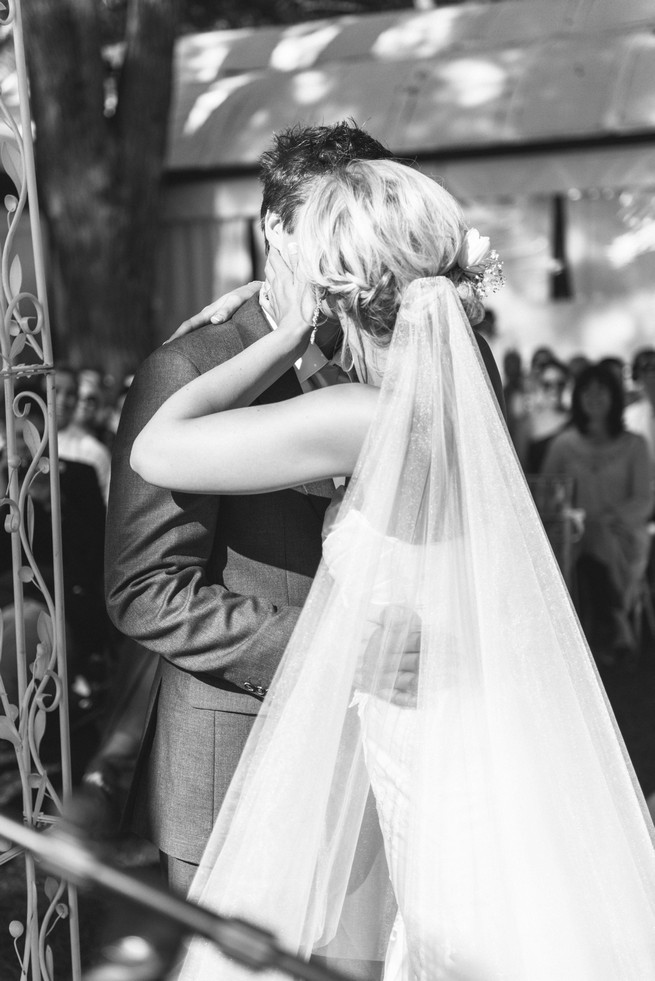 First kiss. White and Gold DIY Chevron Wedding, South Africa, by Claire Thomson Photography