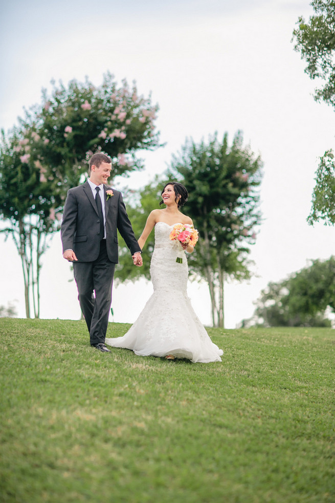 Summer couple photographs. Cute Coral Gray wedding at Briscoe Manor, Houston, by Luke and Cat Photography