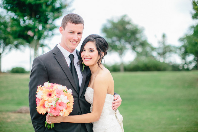 Wedding photo idea: Cora and Gold Thank you sign. Cute Coral Gray wedding at Briscoe Manor, Houston, by Luke and Cat Photography