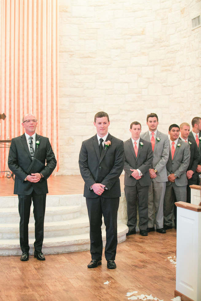 Cute Coral Gray wedding at Briscoe Manor, Houston, by Luke and Cat Photography